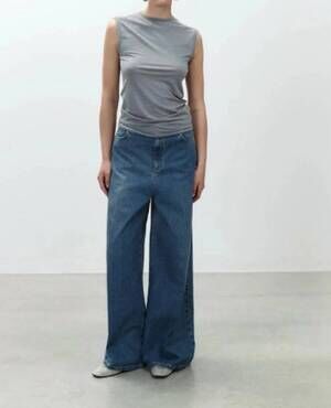 NEW ALYSI jersey top with rhinestones in grigio